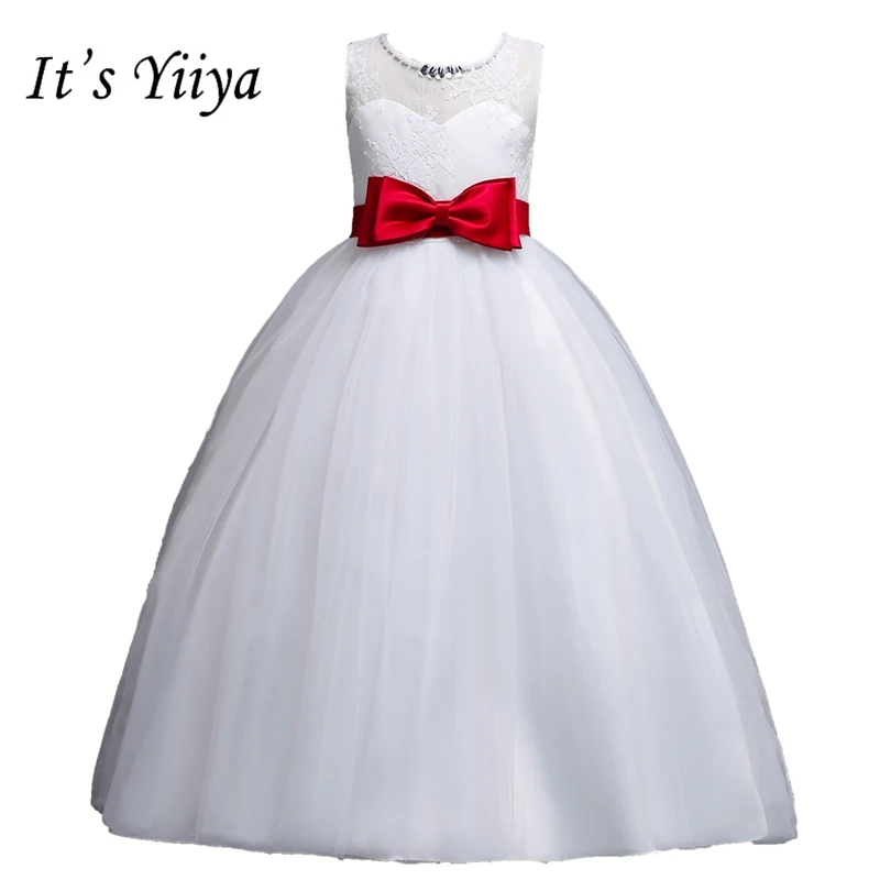 

It's YiiYa Flower Girl Dresses 4 Colors Sleeveless Lace Floor Length Girls Pageant Dresses Vestidos De Noches Para Ninas 1021