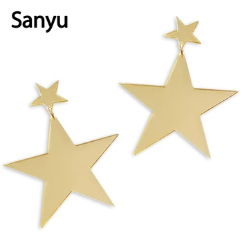 

Simple New Design Big Gold Stars Drop Earrings Exaggerated Specular Acrylic Dangle Earrings Punk Cool Night Club Fashion Jewelry