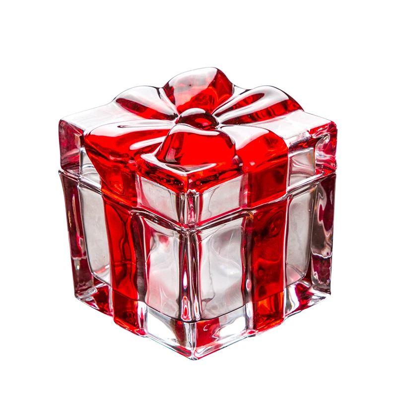 

Delicate Crystal Glass Butterfly Knot Gift Box Decorative Ribbon Candy Storage Box Chocolate Holder Jewelry Craft Accessories