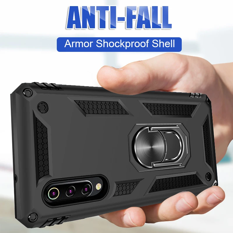 

Luxury Shockproof Armor Case On The For Xiaomi Redmi 7 Note 7 Pro Bumepr Case Cover For Xiaomi 9 SE mi9 SE Metal Ring Phone Case