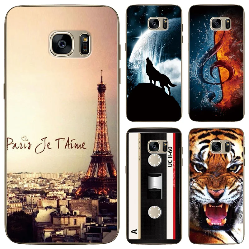 Case For Samsung Galaxy S7 SM-G9300 Phone Protective Back Cover Tiger Wolf Drawing Design Edge |