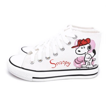 

2019 NEW Canvas Fashion women vulcanized sneakers Plus Size 35-45 high-top flats hand-painted casual white students shoes woman
