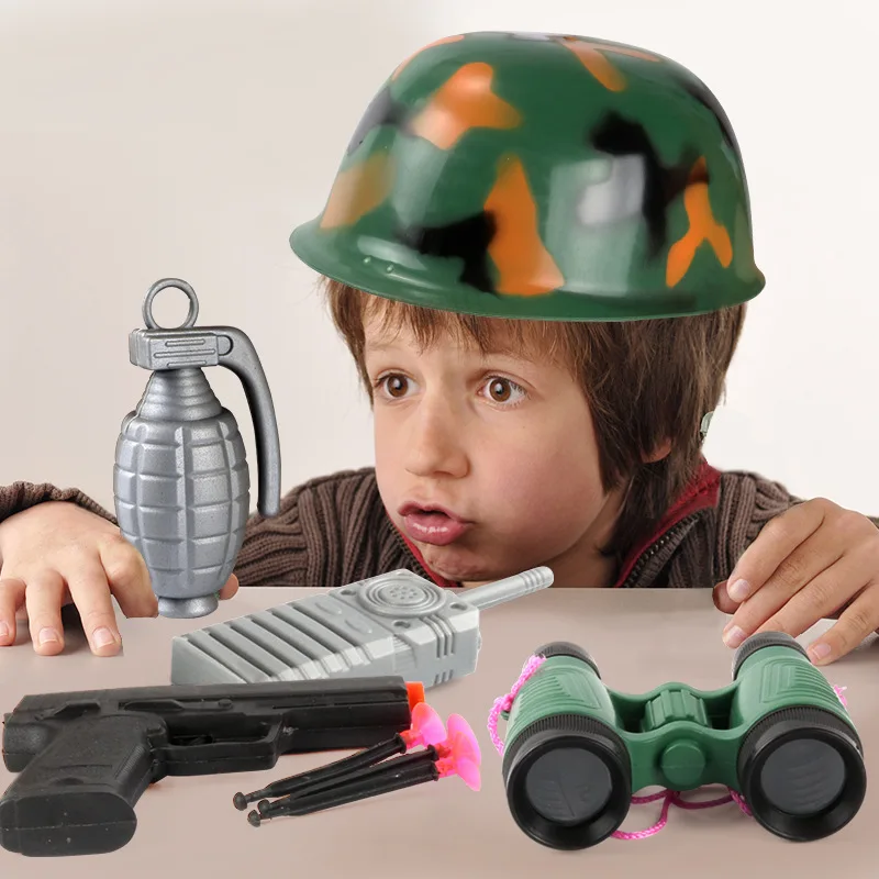 

Children Pretend Play Toys Sets Police cap Set Engineering Fire Police Army War Role Play Toy Creative Kids Action Figures Toys