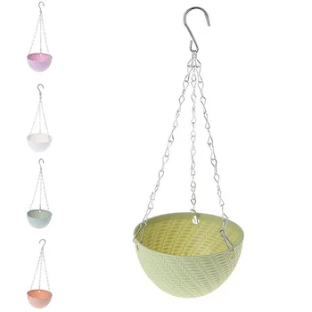 

Round Plastic Hanging Basket Flower Pot Garden Plant Planters Chain Decoration