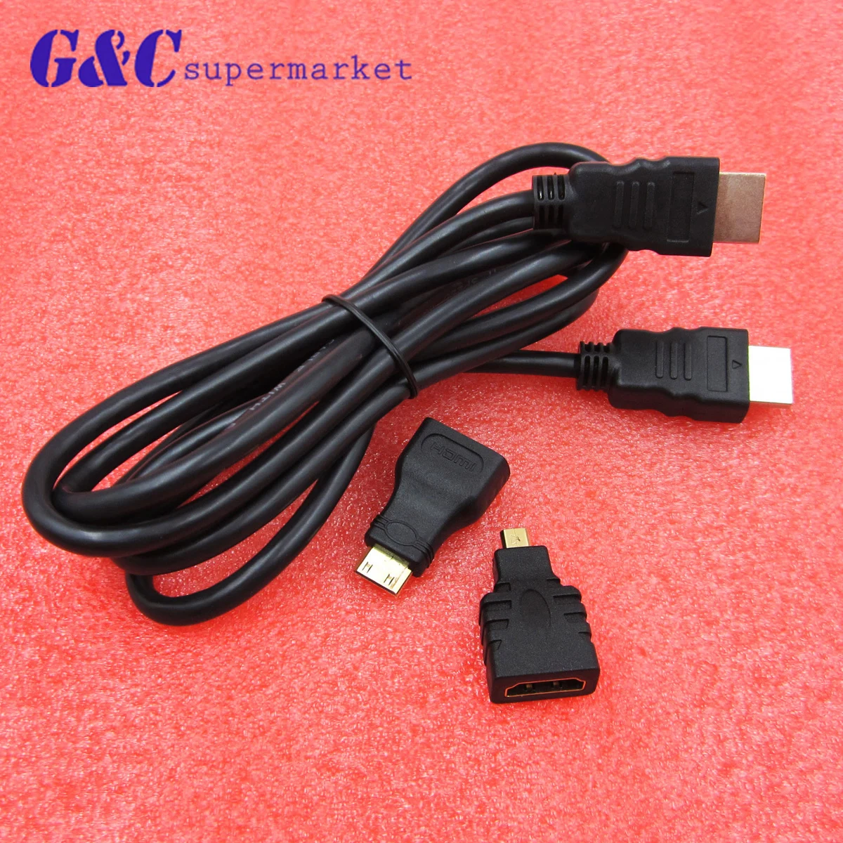 

3 in 1 HD High Speed HDMI to Mini/Micro HDMI Adapter Cable For Mobile Phone PC Camera TV HDMI to HDMI Cable+2 Adapter Connectors