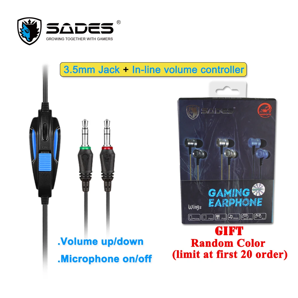 SADES BPOWER стерео звук Игровая гарнитура наушники 3,5 мм для Xbox One/PS4/ПК/ноутбука/мобильного телефона