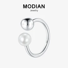 Modian, 925 пробы, серебряные, круглые, модные, прозрачные, жемчужные кольца на палец, Роскошные, очаровательные ювелирные изделия для женщин, серебряное кольцо Anel