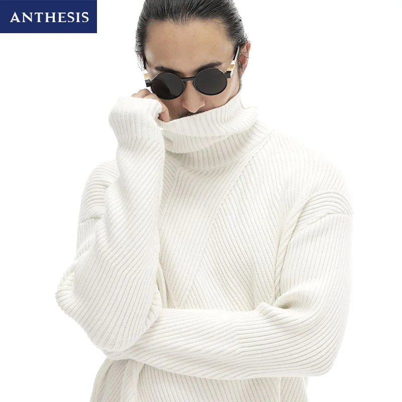Houxu Men Pullover Sweater Autumn And Winter Warm Thicken Loose High Neck Male | Мужская одежда