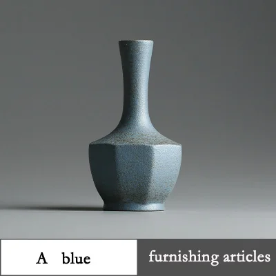 Китайский дзен керамическая ваза грубая керамика мини вазы сушеные цветы DIY контейнеры Настольный Декор ремесла дома свадебное украшение - Color: A blue 27x73x125mm