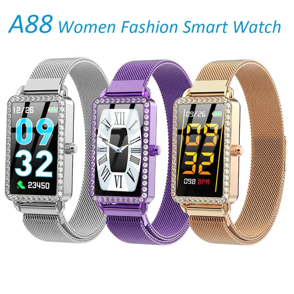 Горячая A88 женские Смарт наручные часы модные спортивные SmartBand пульсометр кровяное давление фитнес-трекер Водонепроницаемый умный браслет