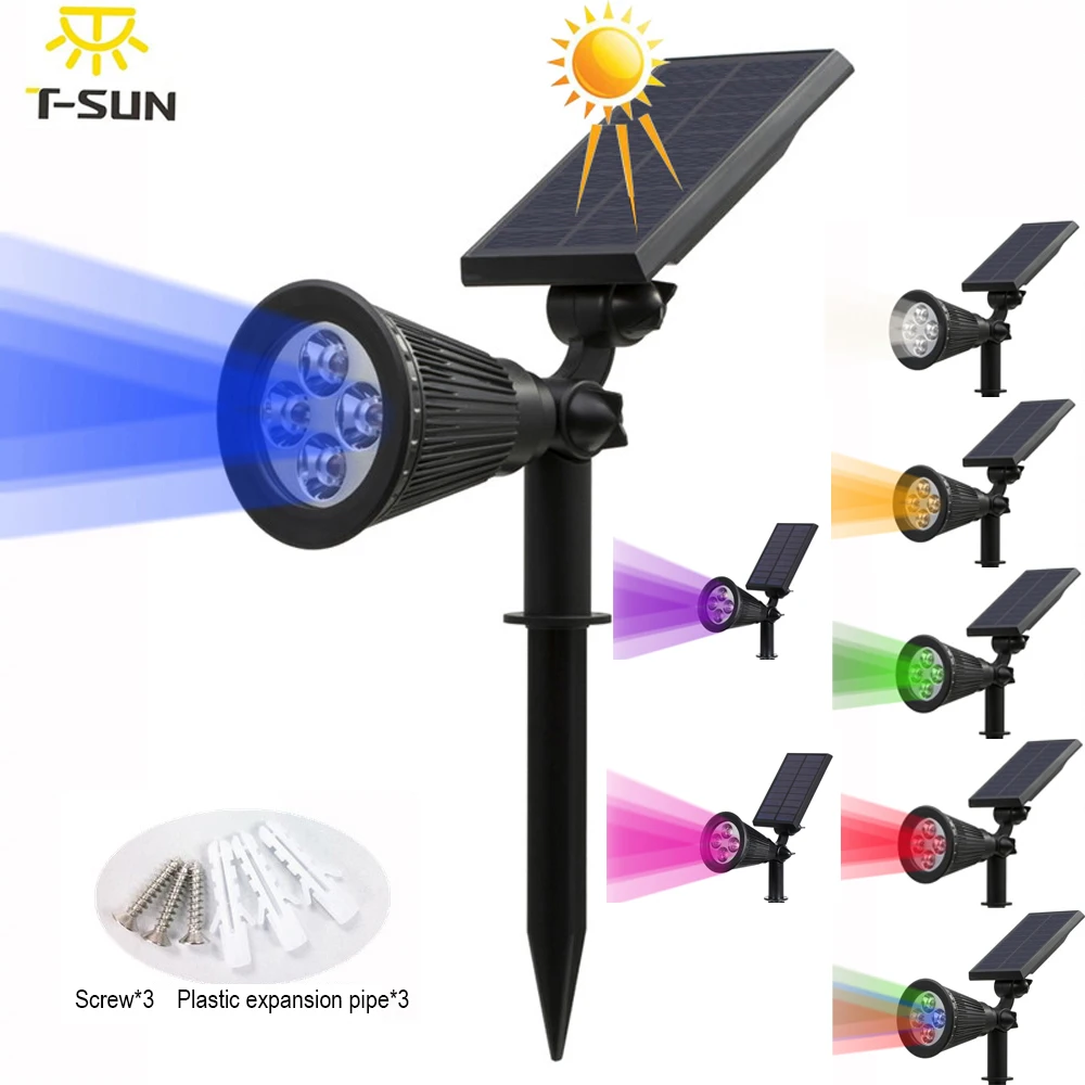 T-SUNRISE Solar Spotlight Adjustable Solar Powered Lamp 4/7 LED In-Ground Light Waterproof Landscape Wall Light Outdoor Garden T-SUNRISE Solar Spotlight Adjustable Solar Powered Lamp 4/7 LED In-Ground Light Waterproof Landscape Wall Light Outdoor Garden