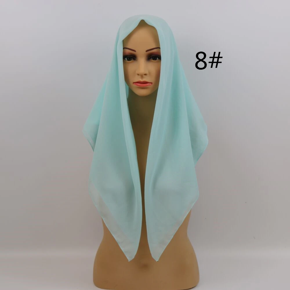 Горячая Распродажа, высокое качество, 23 приятных цвета, шифоновая шаль, популярный мусульманский хиджаб, головной убор, Модный женский квадратный шарф, 90X90 см - Цвет: 8