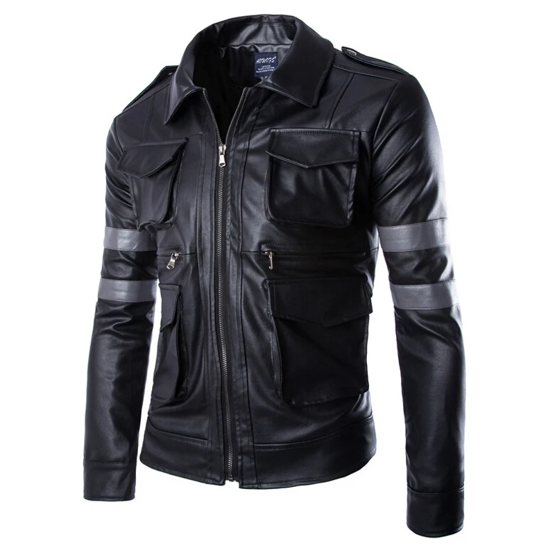 THOOO Brands New Men's Leather Jacket Resident Evil 6 Leon Couro Masculino Bomber biker Jackets For Men Skin jacket Coat |