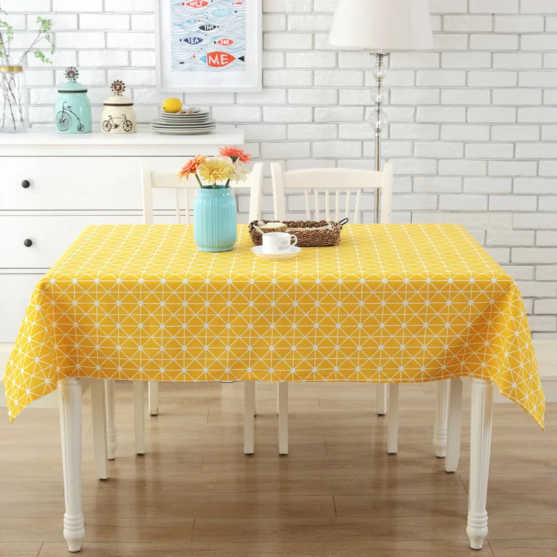 

Nordic Style Tablecloths Geometric Yellow Grey Striped Home Decor Rectangular Table Cover Cotton Linen Kitchen Party Table Cloth