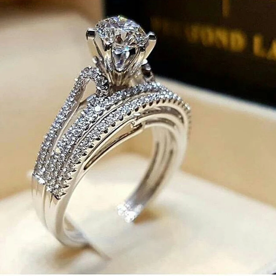 Zircon Engagement Rings for Women 925 Sterling Silver Ring Woman Wedding rings female anel Austrian Crystals Bride Jewelry