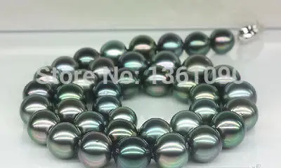 

003481 11-12mm round tahitian black pearl necklace 925SILver clasp (A0513)