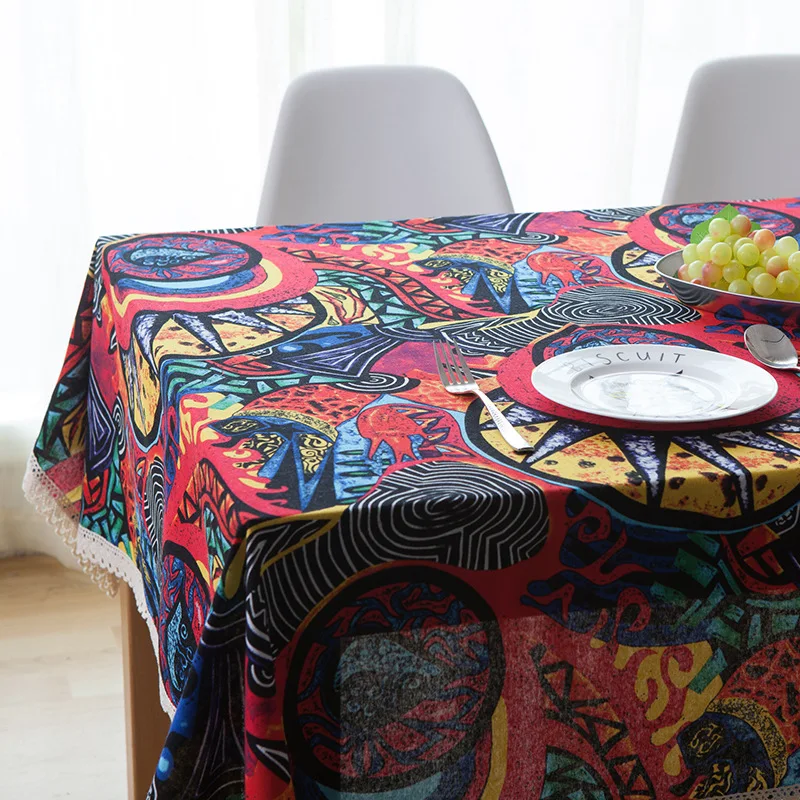 

Cloth Cotton Linen Table Fabric Southeast Asia Thai Type Heat Proof Rectangular Tea Room Ethnic Style Restaurant Table Cloth