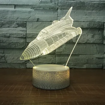 

Creative Rocket 3d Lamp Colorful Touch Led Visual 3d Light Fixtures New Special Gift Night Light Remote Touch switch White base