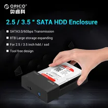 ORICO USB3.0 to SATA External Hard Disk Drive Enclosure HDD SSD Docking Station Support 8TB Drive Tool Free for 2.5 3.5 inch HDD