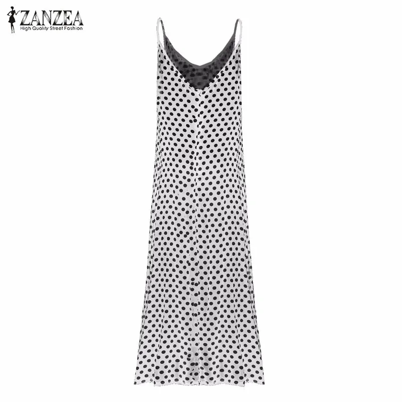 2017 New ZANZEA Summer Dress Fashion Women Dress Strapless Polka Dot Loose Beach Long Maxi Dress Vintage Vestidos Plus Size 30