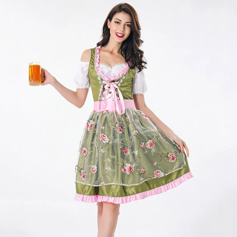 Bavarian Dirndl Платье Октоберфест пивной девушка костюм карнавальные игры Косплей сексуальный наряд горничной Необычные костюмы на Хэллоуин для женщин