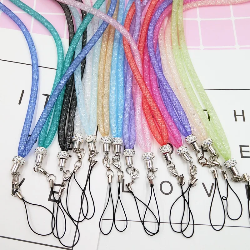 40cm Korea Colorful Crystal PVC Lanyard Cellphone/Card/Key Chain Strap For iPhone/Samsung Hanging String Accessories 40cm Korea Colorful Crystal PVC Lanyard Cellphone/Card/Key Chain Strap For iPhone/Samsung Hanging String Accessories