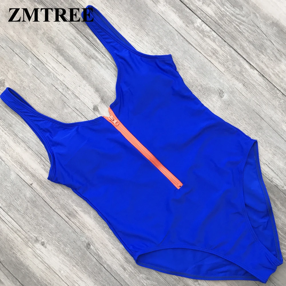 ZMTREE Summer Bathing Suit Deep-V One-piece Swimsuit Women Backless Beachwear Front Zipper Swimwear 2018 New Bikini High Cut | Спорт и