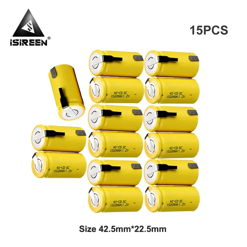 1.5A SC Ni-CD 1,2 V аккумуляторные батареи 1500mAh DIY Электроинструмент аккумулятор Subc Ni аккумулятор CD электрические водонагреватели - Цвет: 15PCS