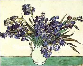 

Free Shipping,100% handmade oil painting reproduction on linen canvas,Museum quality,Vase with Irise by vincent van gogh