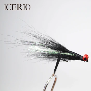 

ICERIO 10PCS #4 Dumbell Eyes Black Crazy Charlie Fly Bonefish Redfish Flies Fishing Lure Deep Minnow Saltwater Fly