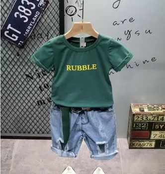 

Baby Summer Kids Clothes Sets Boys Clothing Set 2019 Infant Baby Boy Cartoon Print T-shirt Tops+ Shorts jeans 2PCS Outfit 2-6Y