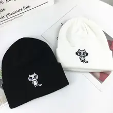 Хлопок любовь кошка вышивка утолщенные зимние трикотажные изделия Теплая Шапка Лыжная шапочка шапка для мужчин и женщин 22