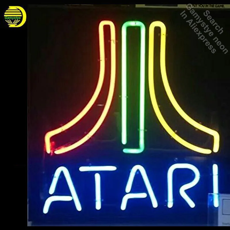 Четыре цвета ATARI неоновый знак сигнал лампы Стеклянная Трубка неоновый свет отдыха клуб паба Знаковый рекламный знак фонарь для аркад