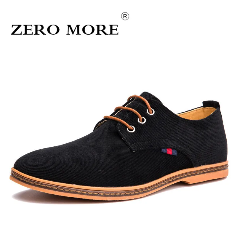 ZERO MORE Corduroy Canvas Men's Shoes Casual Large Size Shoes Fashion Lace Up Designer Casual Black Shoes Mens High Quality