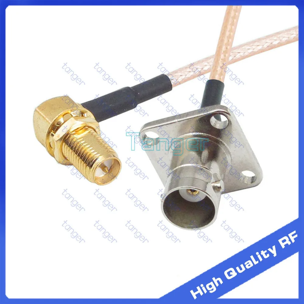 

BNC female jack 4four hole panel to RP-SMA female connector right angle 8inch 20cm RG316 RF Coaxial Pigtail Low Loss cable