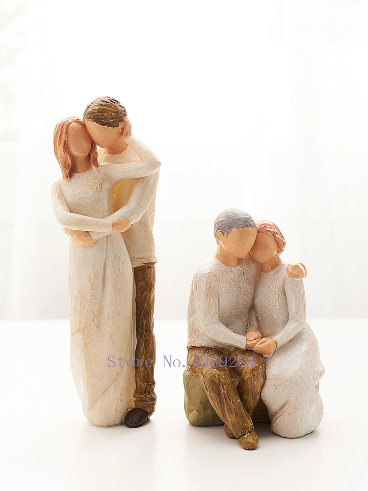 Скандинавские креативные Семейные скульптуры из смолы для родителей и детей, домашние свадебные подарки, украшения для гостиной, спальни, украшения ручной работы