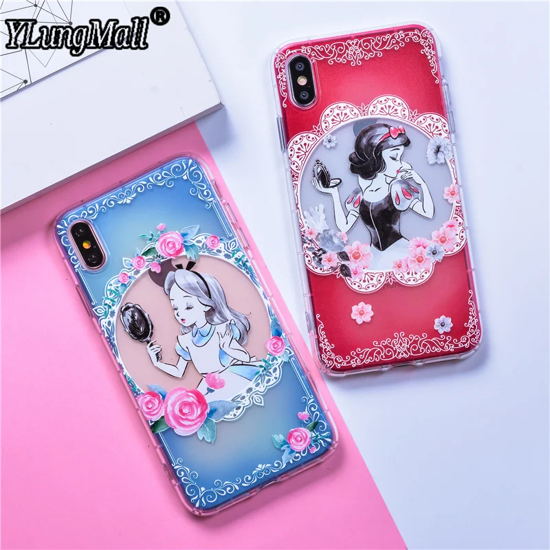 

Princess Silicon TPU Case For iPhone 8 Case Snow White Ariel Alice Rapunze for iPhone X XS Max XR for iPhone 7 6 6S Plus Cover