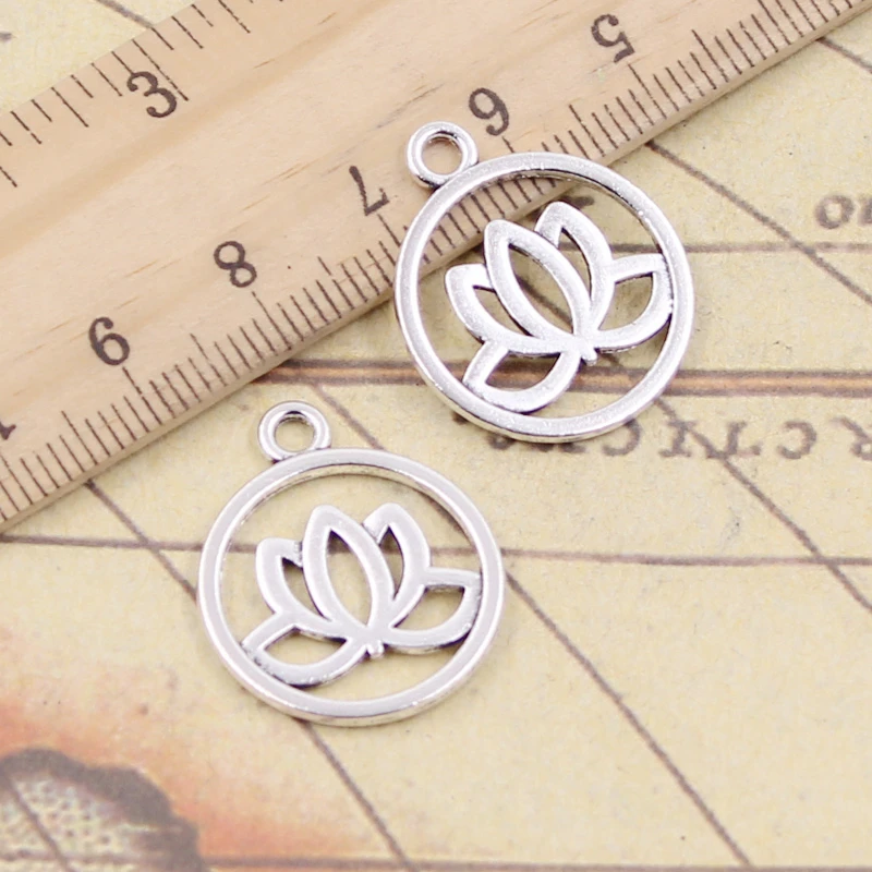 

10pcs Charms lotus flower 23x20mm Tibetan Silver Plated Pendants Antique Jewelry Making DIY Handmade Craft