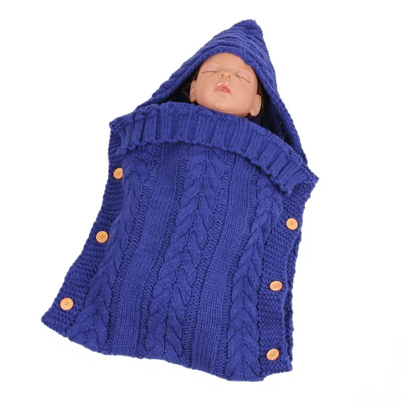 1 предмет, детское шерстяное одеяло для пеленания, конверт для новорожденных девочек и мальчиков, вязаный зимний свитер «кроше», спальный мешок для детей 0-12 месяцев