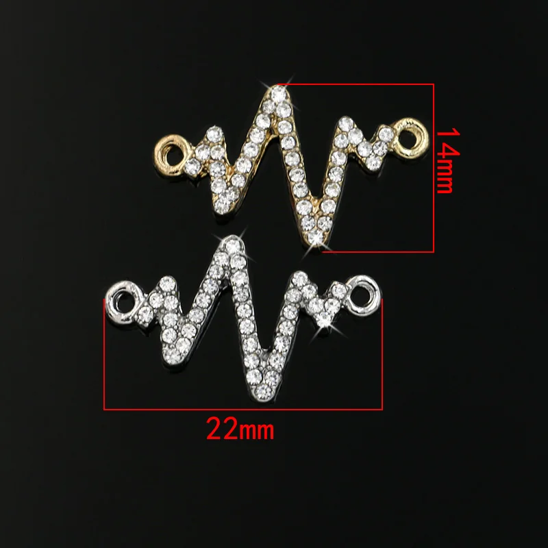 JAKONGO Золото Серебро Цвет Кристалл соединитель "электрокардиограмма" подходит для изготовления ювелирных изделий браслет аксессуары DIY ремесло 22x14 мм