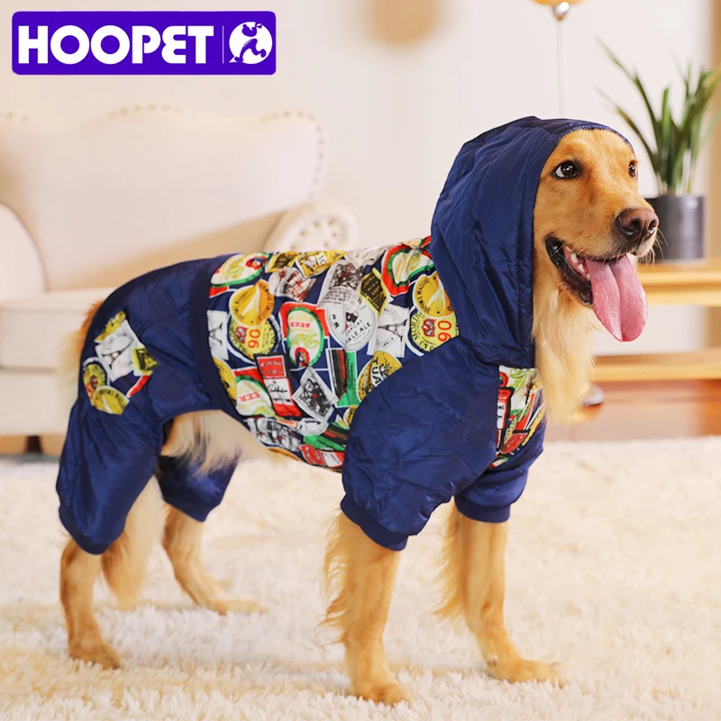 Prix HOOPET New Pet Vêtements Chaud Coton Loisirs Style Automne Hiver Bleu Manteau Quatre Jambes Grandes Gravures de Mode
