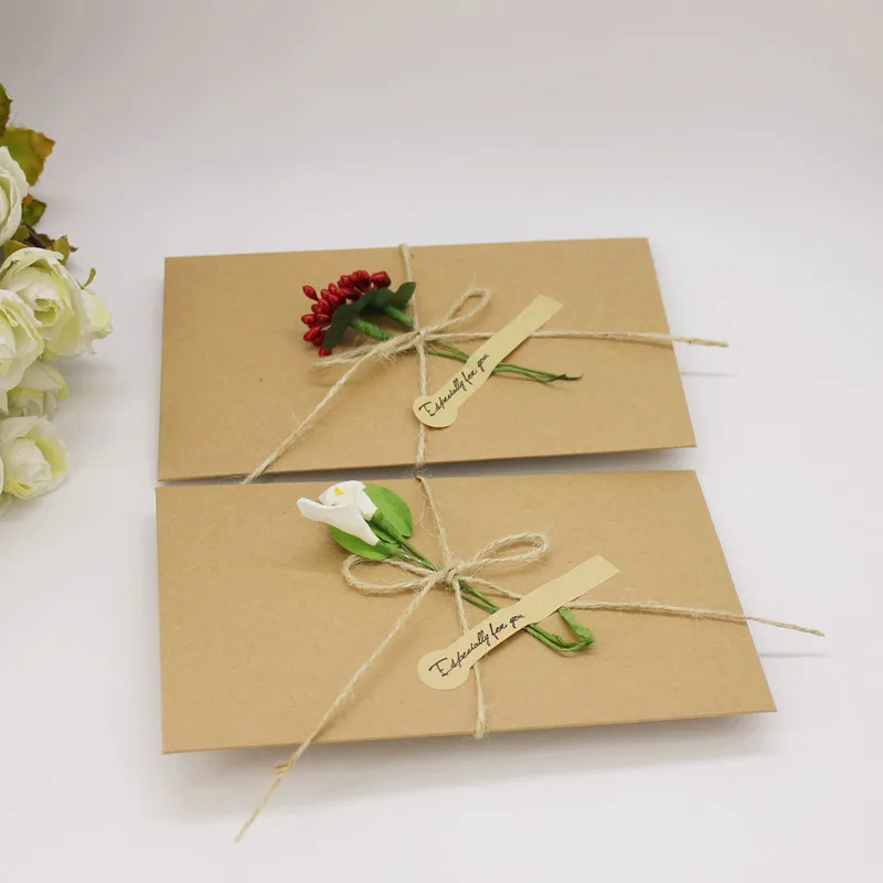 Personalized Kraft Greeting Card with Envelope Wedding Favors