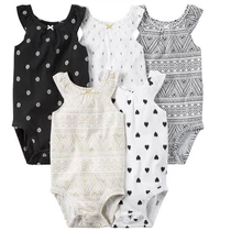 En gros 5 pcs/lot bébé bebes enfants fille vêtements ensemble, plein coton Combinaisons sans manches vêtements Barboteuses 2017 nouveau modèle