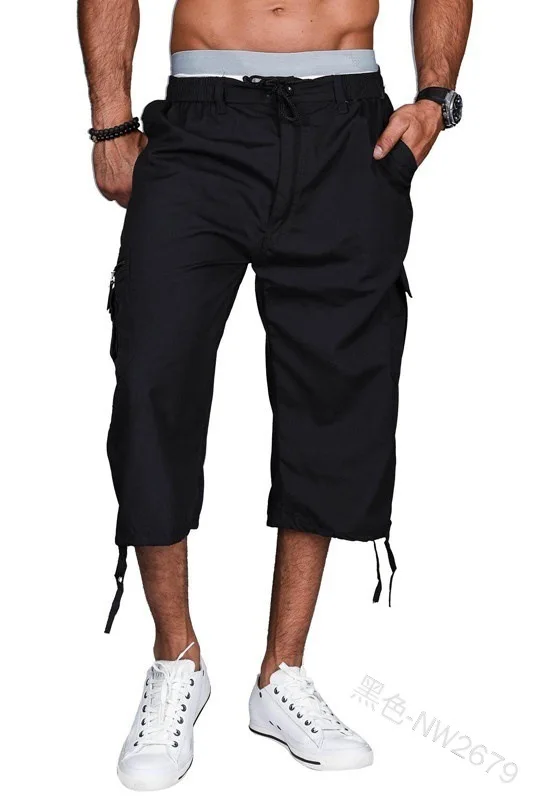 COLDKER летние укороченные брюки короткие мужские свободные стиль ткань размера плюс пляжные шорты мужская одежда с карманами
