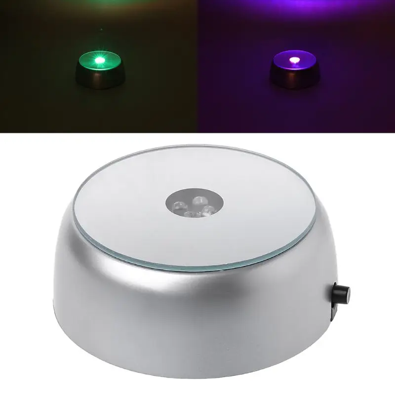 

4-LED Round Luminous Base Light Stand Holder For Cocktail Crystal Glass Transparent Objects Display