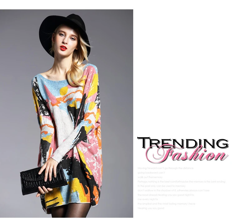 Spring and winter winter Europe and the United States fat mm was large size knit women sweater loose printed hedging long-sleeved sweater (5)