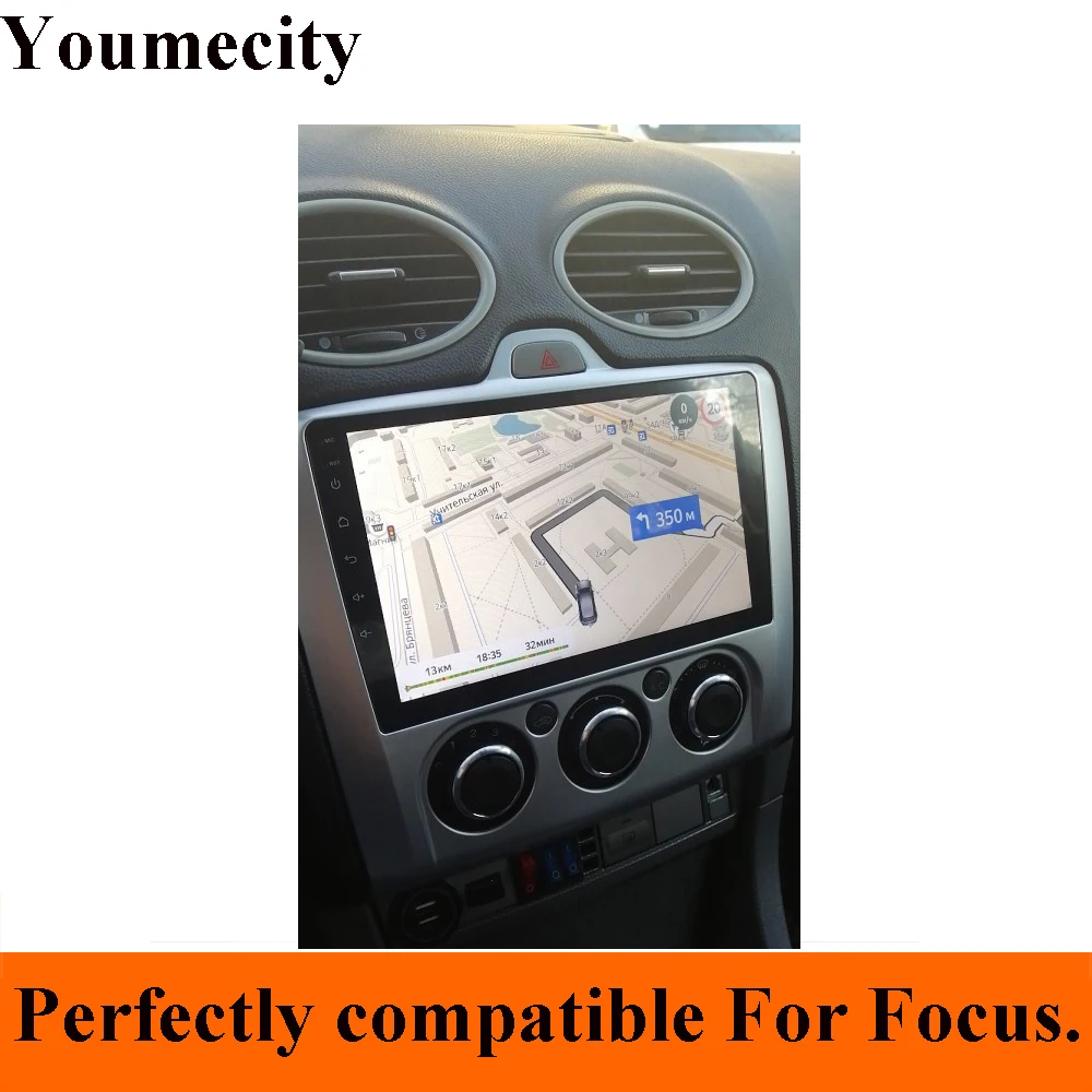 Discount Youmecity Android 9.0 Car dvd Video GPS Player For Ford focus 2006-2011 Capacitive screen+wifi+BT+Radio Manual Air conditioner 4