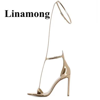 

2018 Neweest Open Toe Sexy Thin High Heel Buckle Strap T-Strap Cover Heel Summer Fashion Women Sandals Hottest Shoes
