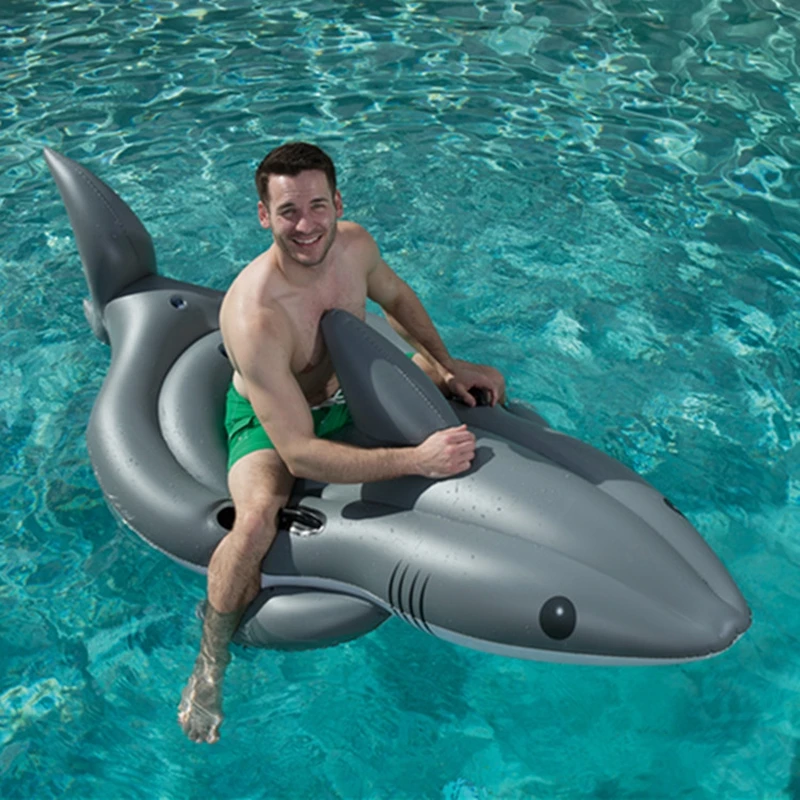 100 ''гигантский надувной Funday Shark Jumbo Floatie Rider с подстаканником поплавок для