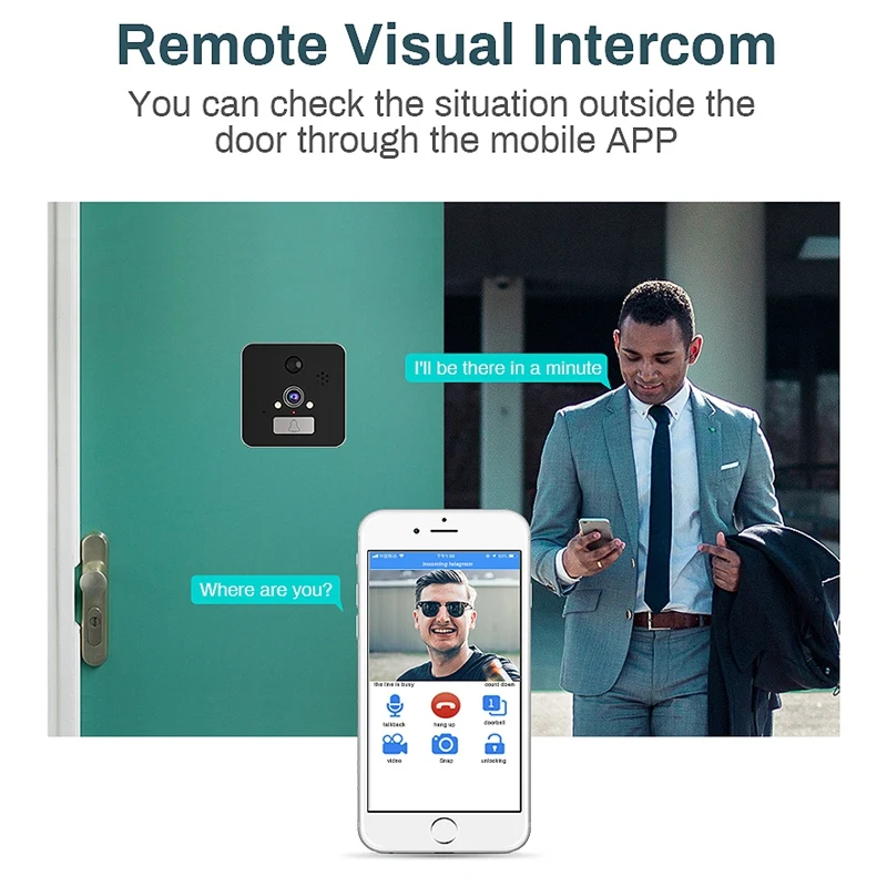 5 дюймов Экран Беспроводной дверной Звонок Ip Камера 5000 мА/ч, 160 градусов глазок с приложением Управление, режимом ночной съемки, g-сенсором и движения Pir Сенсор
